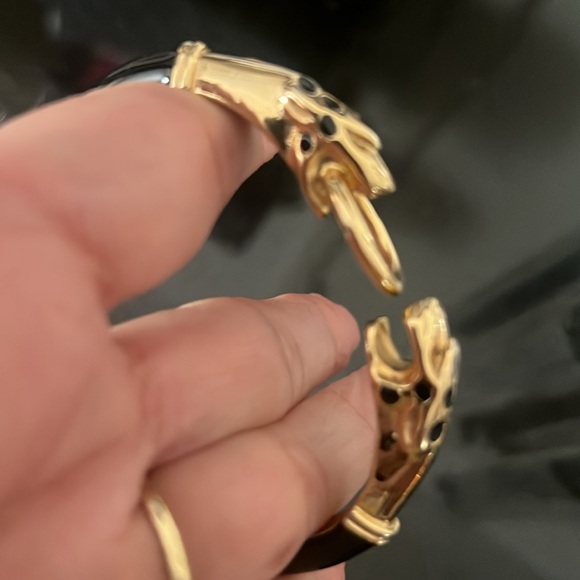 Ultra Rare DONALD STANNARD Gold/Black Enameled Leopard Bracelet Vintage - Picture 7 of 12